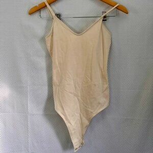 American Eagle Nude Camisole Bodysuit - Beige Spaghetti Strap V-Neck size S